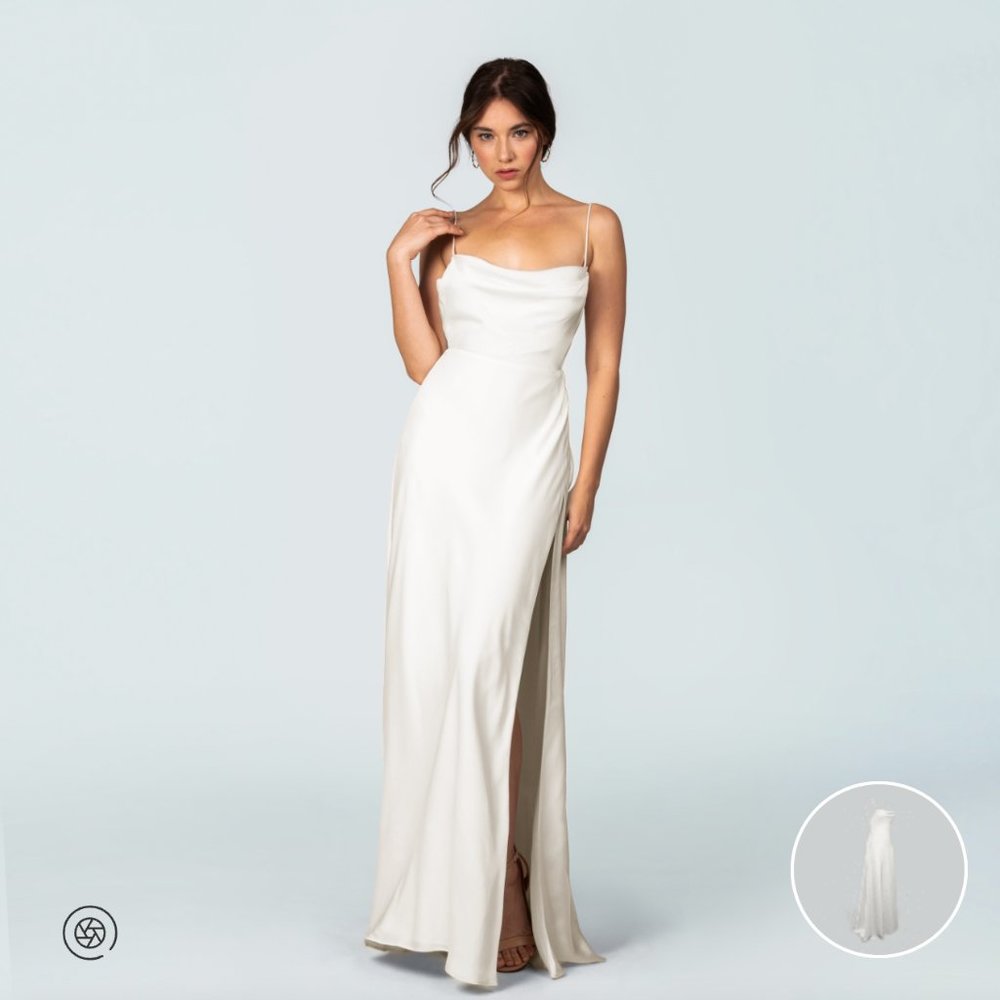 Fame and Partners Strappy Draped Gown Ivory Size 2